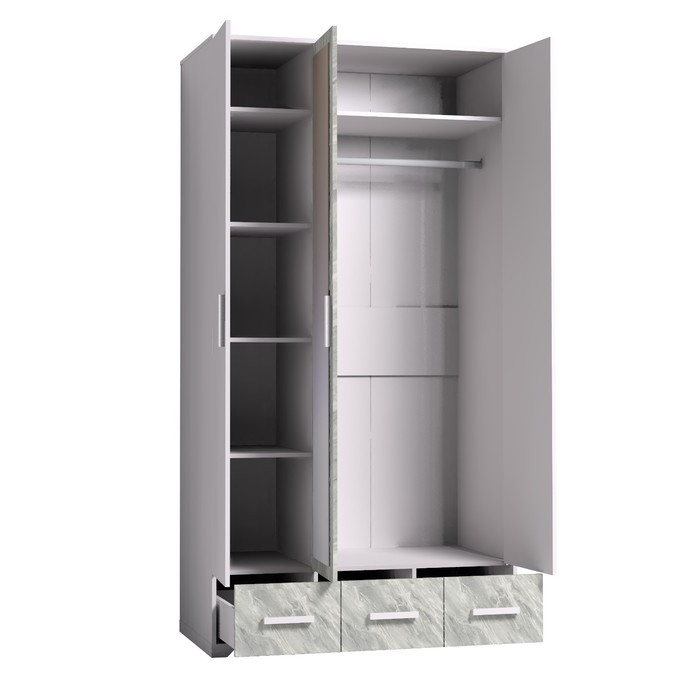 Шкаф для одежды и белья «Айрис 444», 1194 × 596 × 2285 мм, цвет белый / статуарио - фото 2 - id-p199434184