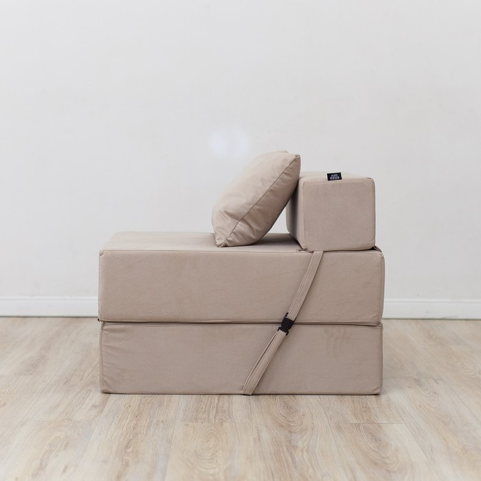 Бескаркасное кресло-кровать «Эссен», велюр, цвет бежевый - фото 2 - id-p199433177
