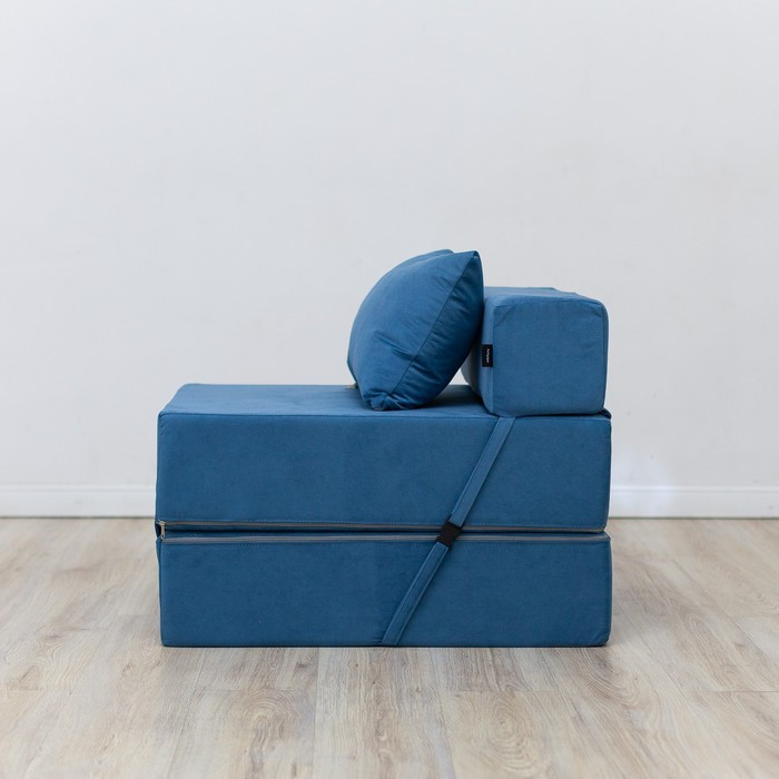 Бескаркасное кресло-кровать «Эссен», велюр, цвет синий - фото 2 - id-p199433179