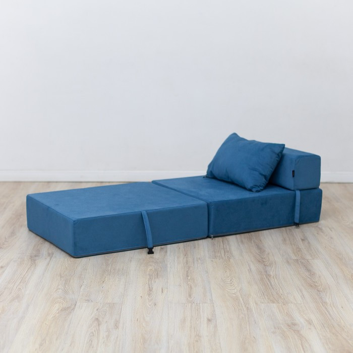 Бескаркасное кресло-кровать «Эссен», велюр, цвет синий - фото 4 - id-p199433179