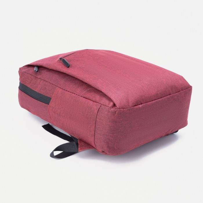 Рюкзак на молнии, 2 наружных кармана, с USB, цвет красный - фото 4 - id-p199430150