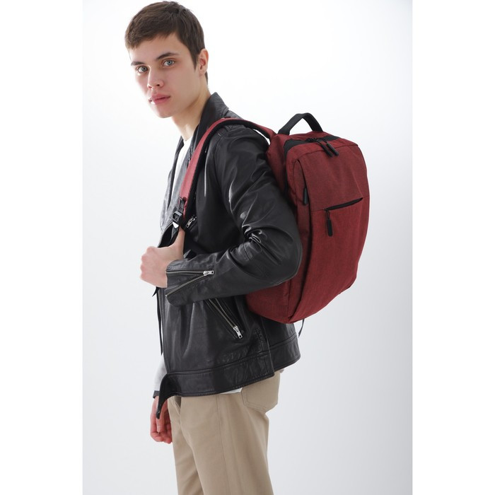 Рюкзак на молнии, 2 наружных кармана, с USB, цвет красный - фото 7 - id-p199430150