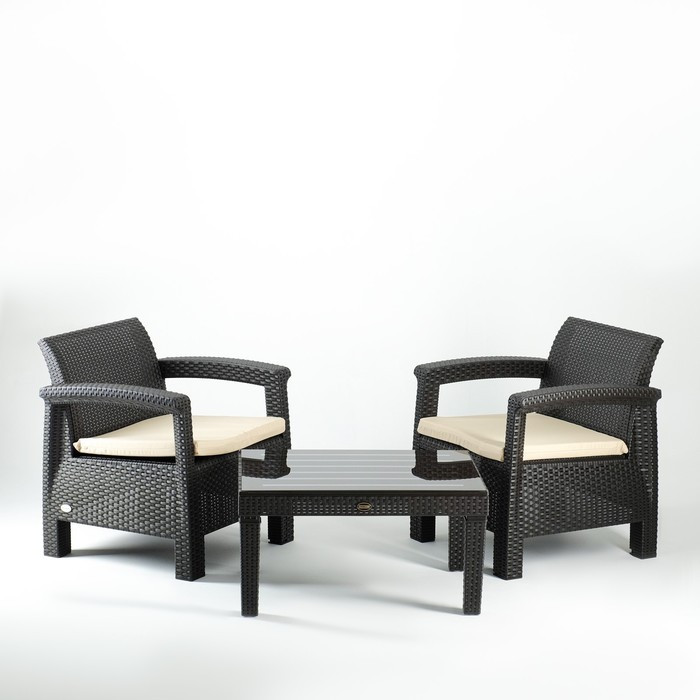 Набор садовой мебели "Калифорния" 3 предмета: 2 кресла, стол, темно-коричневый - фото 1 - id-p199432208