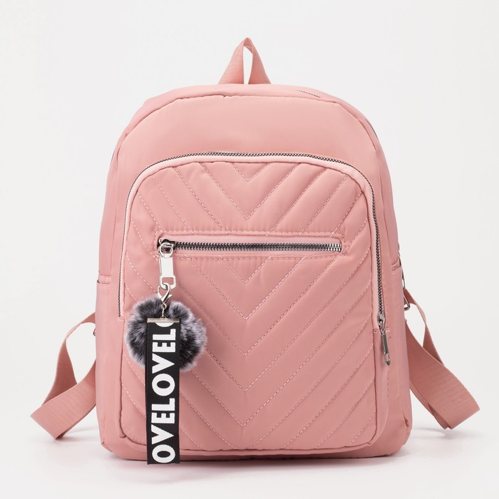 Рюкзак, отдел на молнии, 2 наружных кармана, цвет розовый - фото 1 - id-p199430166