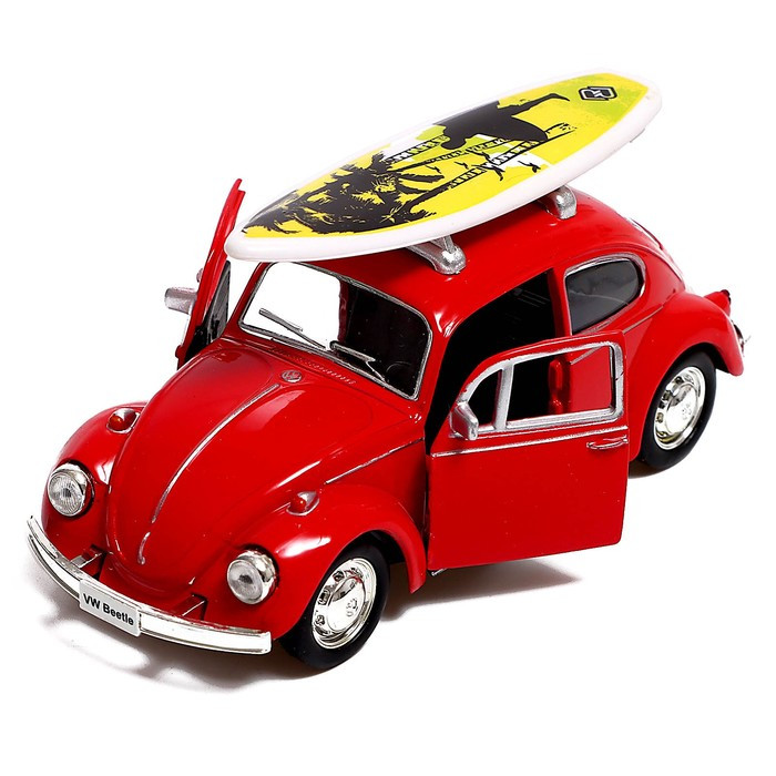 Машина металлическая VOLKSWAGEN BEETLE 1967, 1:32, открываются двери, инерция, цвет красный - фото 4 - id-p199413122