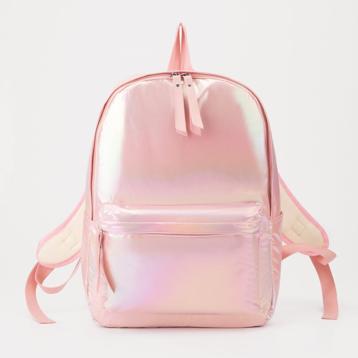 Рюкзак на молнии, наружный карман, 2 боковых кармана, цвет розовый - фото 1 - id-p199430198