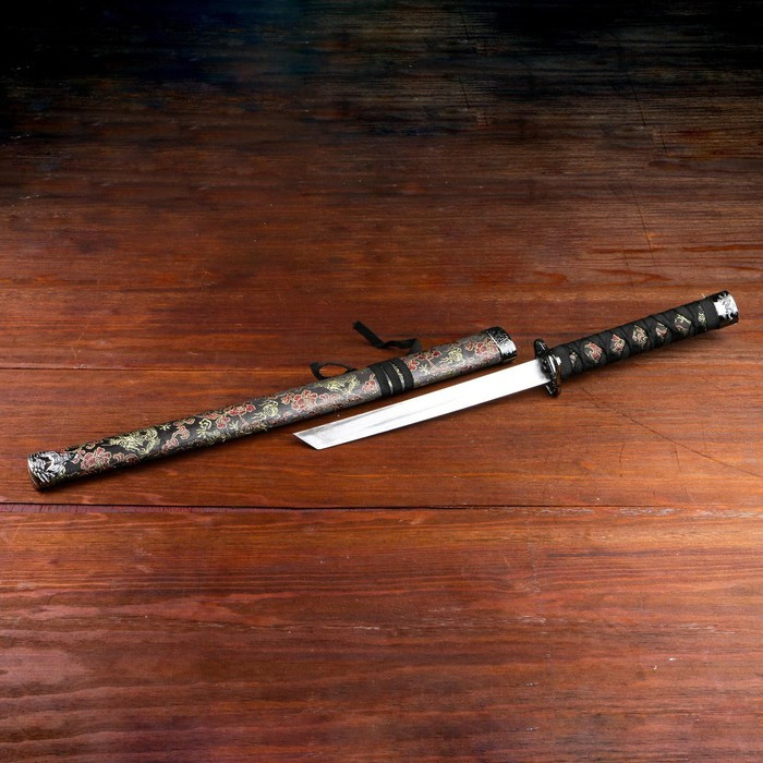Сувенирное оружие «Катана», чёрные ножны с узорами в виде дракона, 70 см - фото 2 - id-p199416159