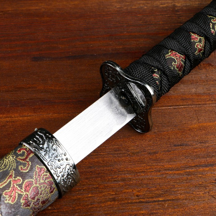 Сувенирное оружие «Катана», чёрные ножны с узорами в виде дракона, 70 см - фото 3 - id-p199416159