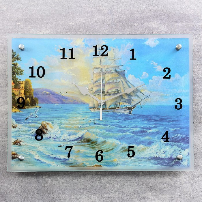 Часы настенные, серия: Море, "Корабль", 30х40 см - фото 1 - id-p199418181
