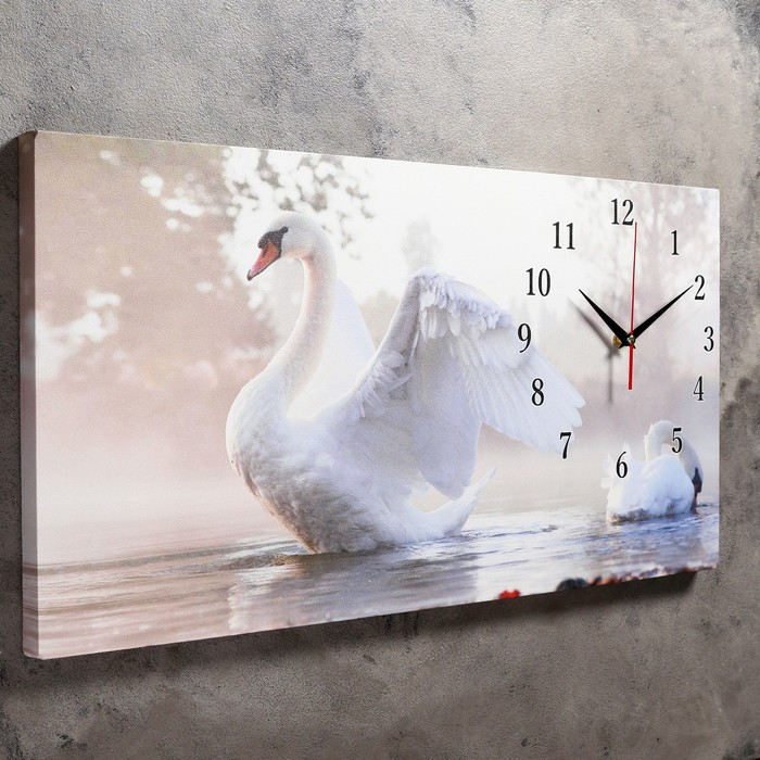 Часы-картина настенные, серия: Животный мир, "Белый лебедь", 40 х 76 см - фото 2 - id-p199418211