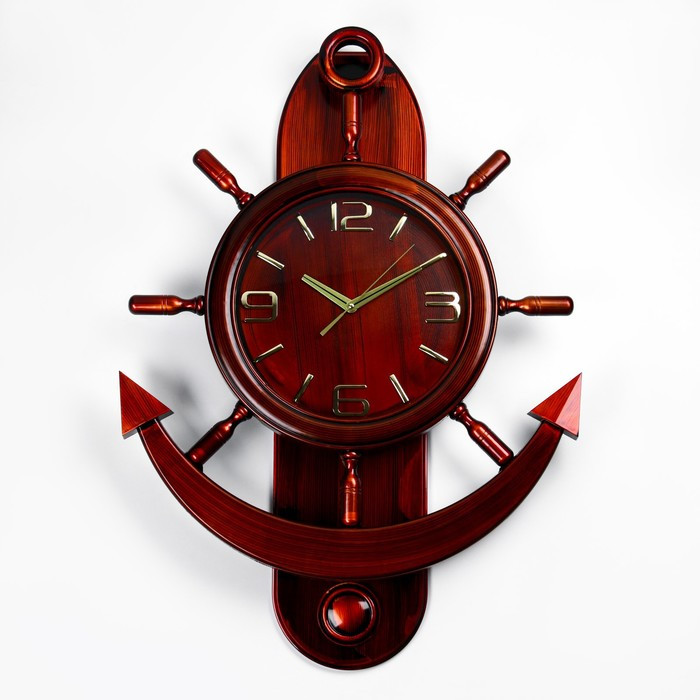 Часы настенные, серия: Море, "Якорь", плавный ход, 61 х 86 см, циферблат 31 см, с маятником - фото 1 - id-p199417225