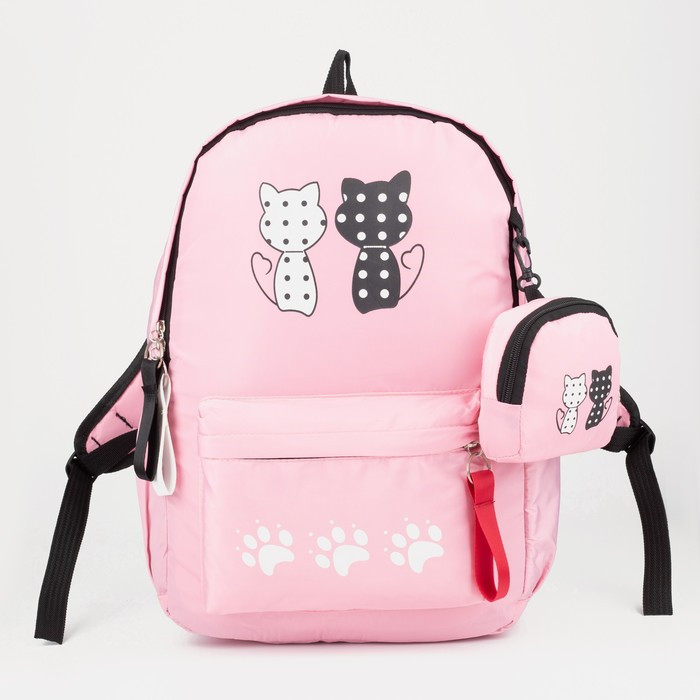 Рюкзак, отдел на молнии, наружный карман, кошелёк, цвет розовый - фото 1 - id-p199430267