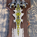 Сувенирный меч на планшете, резное лезвие с рисунком, когти орла на рукояти, клинок 41 см, фото 5