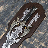 Сувенирный меч на планшете, резное лезвие, рукоять с головой дракона, фото 2