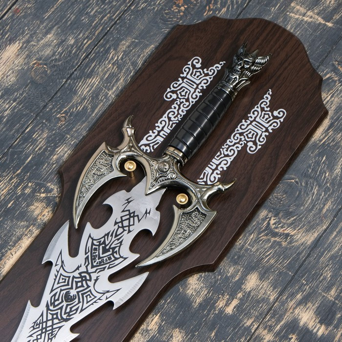 Сувенирный меч на планшете, резное лезвие, рукоять с головой дракона - фото 2 - id-p199416244