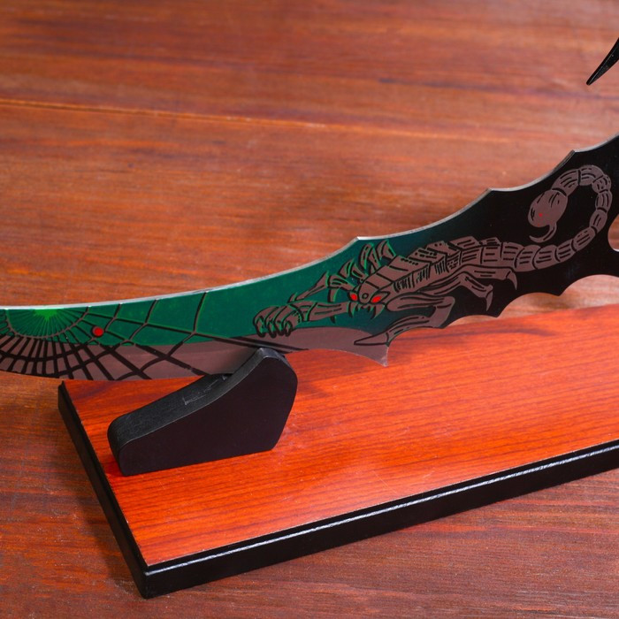 Сувенирный нож на подставке, скорпион на лезвии и рукоятке, 53,5 см - фото 5 - id-p199416254