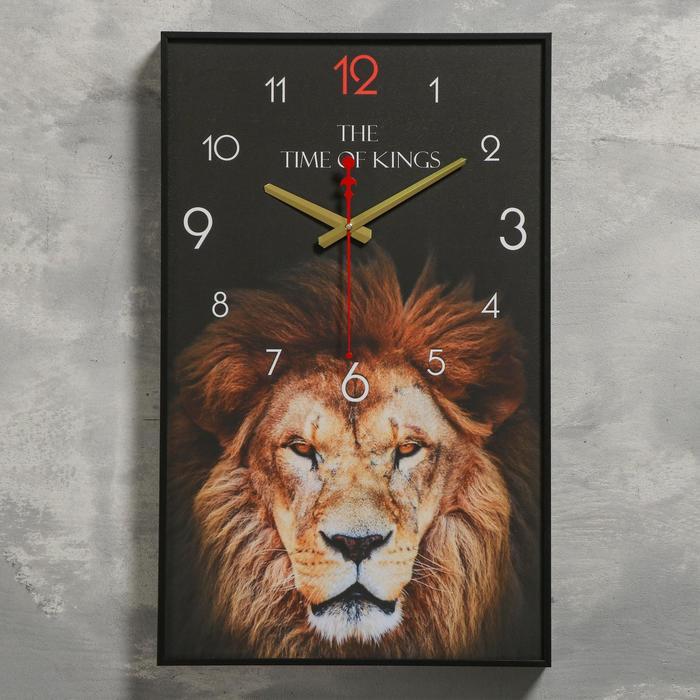 Часы-картина настенные, серия: Животные, "Лев", плавный ход, 57 х 35 х 4 см, 1 АА - фото 1 - id-p199418285