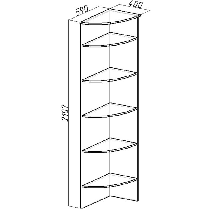 Полка угловая Sherlock 14, 590 × 400 × 2107 мм, цвет дуб сонома - фото 2 - id-p199434387