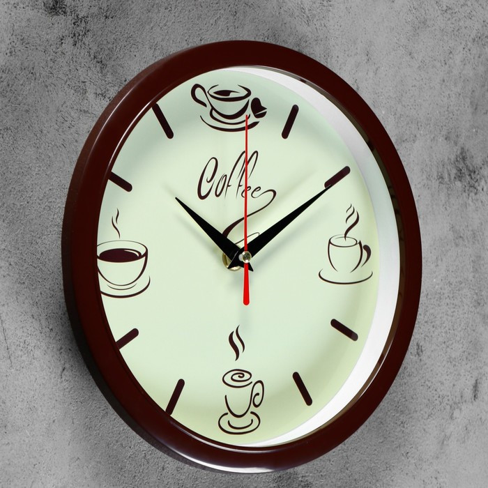 Часы настенные круглые "Coffee", обод коричневый, 22х22 см - фото 2 - id-p199417319
