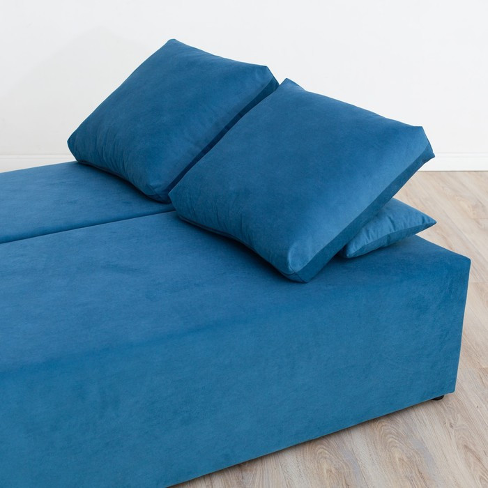 Прямой диван «Бёрн», механизм еврокнижка, велюр, цвет синий - фото 7 - id-p199432425
