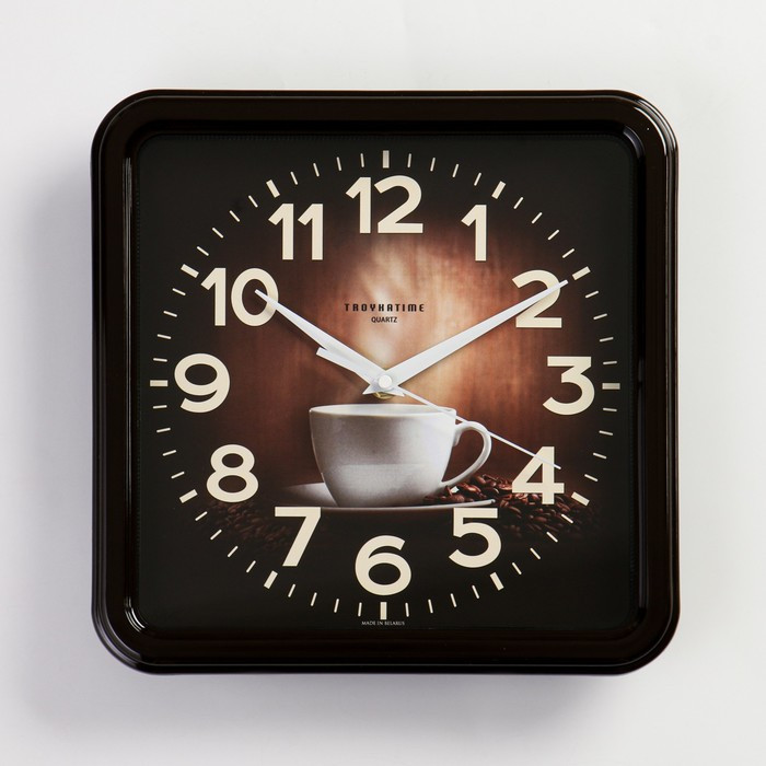 Часы настенные, серия: Кухня, "Чашка кофе", плавный ход, d=26 см, коричневый - фото 1 - id-p199417392