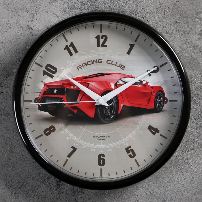 Часы настенные, серия: Интерьер, "Гоночный автомобиль", d-22.5 см, красный - фото 1 - id-p199417399
