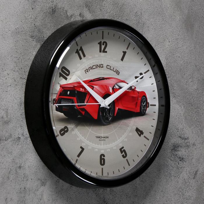 Часы настенные, серия: Интерьер, "Гоночный автомобиль", d-22.5 см, красный - фото 2 - id-p199417399