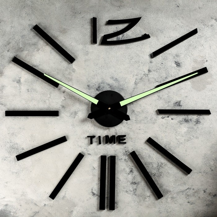 Часы-наклейка, серия: DIY, "Кайро", плавный ход, флуоресцентные стрелки, 120 х 120 см, 1 АА - фото 1 - id-p199418424