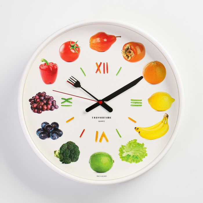 Часы настенные, серия: Кухня, "Овощи и фрукты", d=30 см - фото 1 - id-p199417418