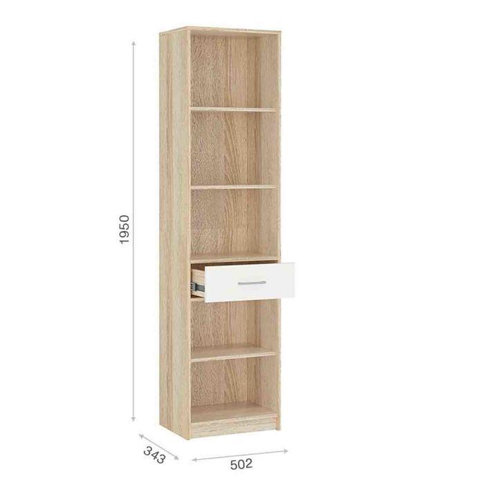 Шкаф-пенал «Стелс», 2 двери, 1 ящик, 502 × 343 × 1950 мм, цвет дуб сонома / белый - фото 2 - id-p199433509