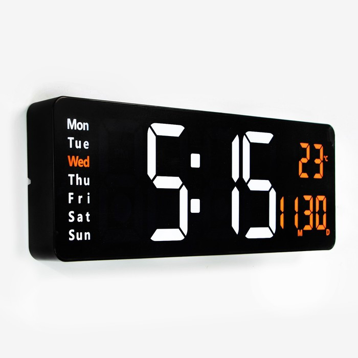 Часы электронные настенные, настольные, будильник, календарь, термометр, 1CR2032, 39 x 13 см - фото 3 - id-p199418445