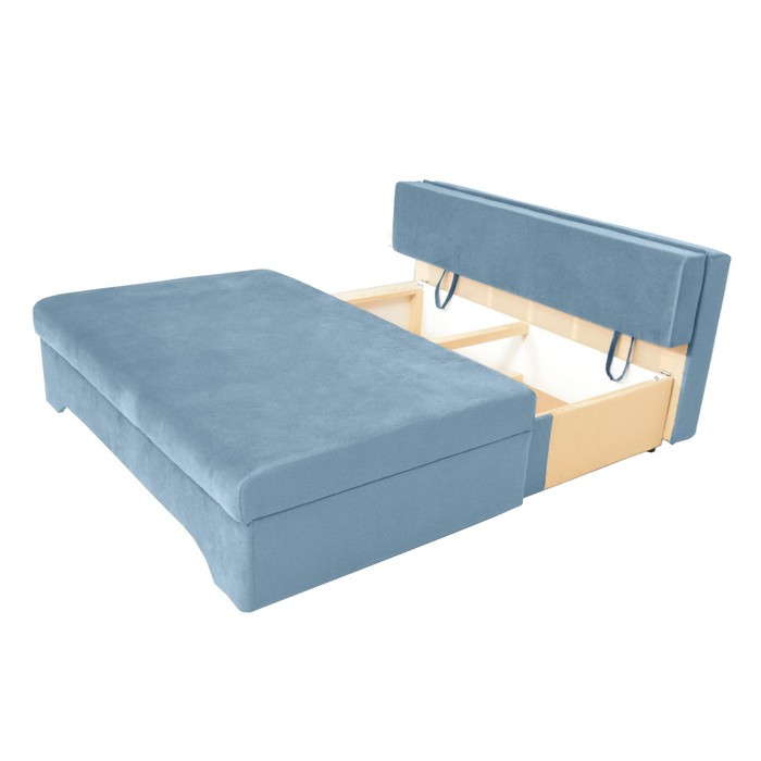 Прямой диван «Твист 3», механизм еврокнижка, велюр, цвет синий - фото 3 - id-p199432560