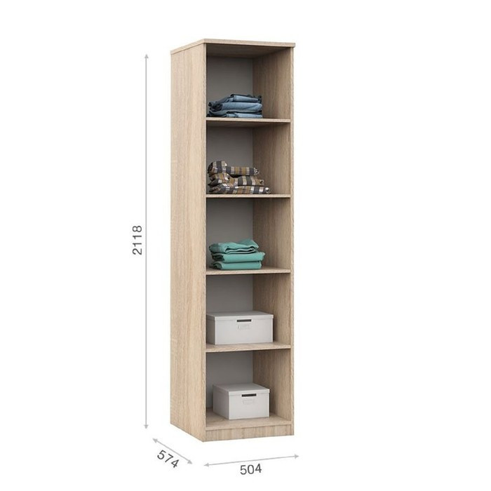 Шкаф 1-дверный «Аврора», 504 × 574 × 2118 мм, цвет сонома / белый - фото 2 - id-p199433548