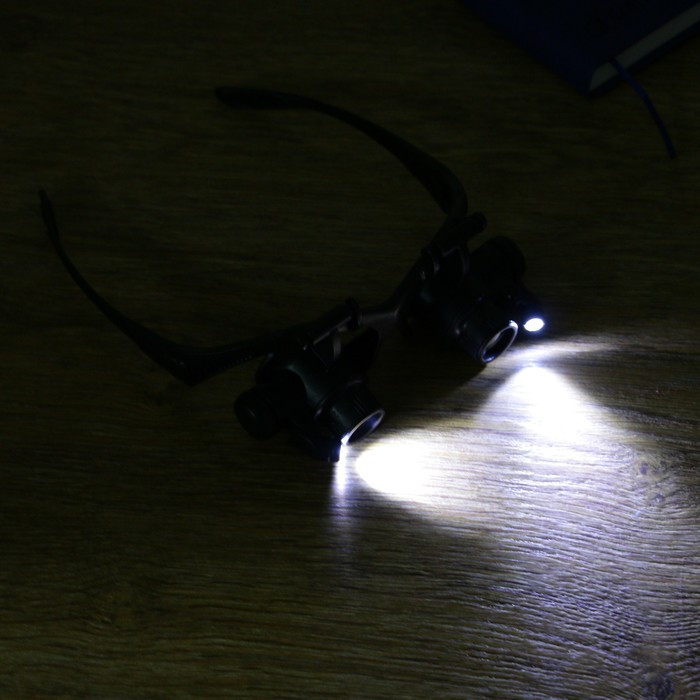 Лупа налобная 10-25х бинокулярная, с подсветкой, 8 линз в комплекте - фото 4 - id-p199429563