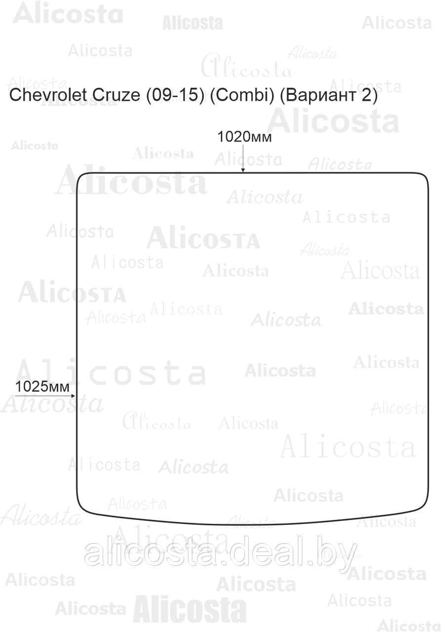 Ворсовый автоковрик Chevrolet Cruze (09-15) (Combi) Багажник (Вариант 2), Standart, Серый - фото 1 - id-p199180644