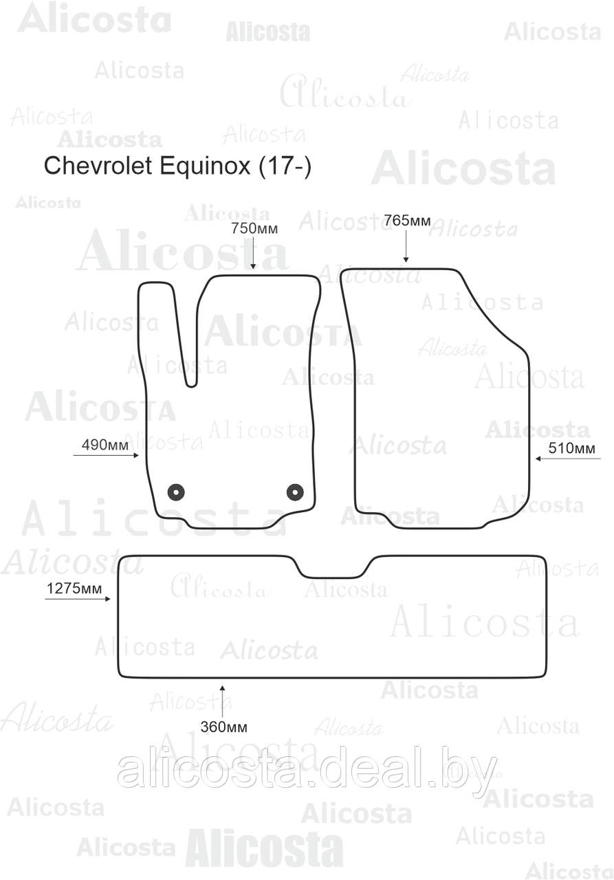Ворсовые автоковрики Chevrolet Equinox (17-) Салон, Premium, Черный - фото 1 - id-p199180686