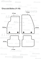 ЭВА автоковрики Chevrolet Malibu (11-16) Салон, Шестиугольник, Черный
