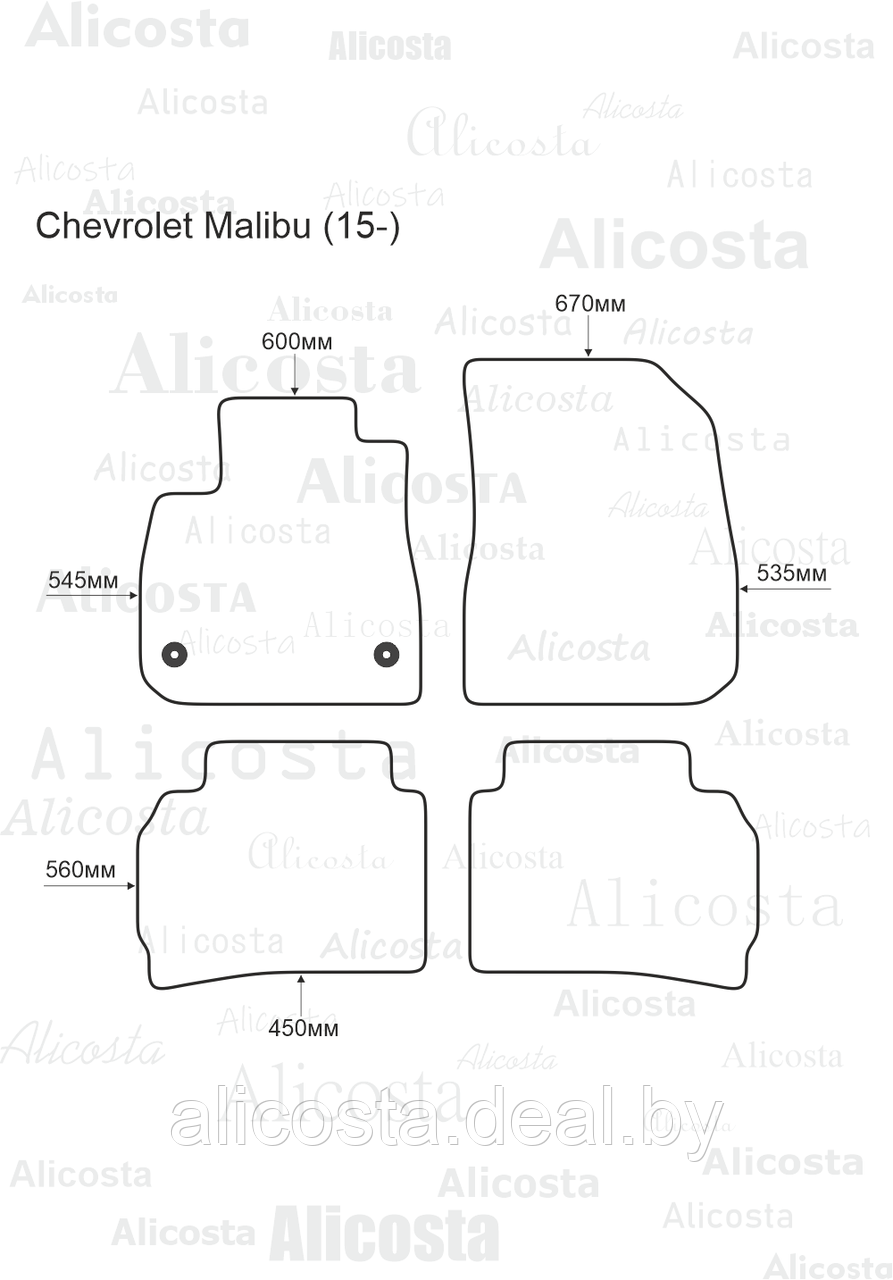 ЭВА автоковрики Chevrolet Malibu (15-) Салон, Ромб, Черный - фото 1 - id-p199180728