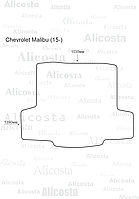 Ворсовый автоковрик Chevrolet Malibu (15-) Багажник, Standart, Черный