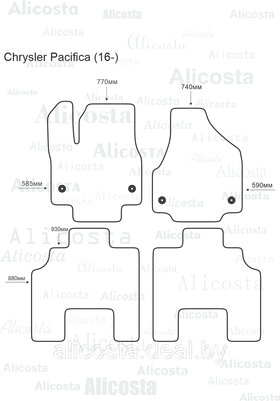 Ворсовые автоковрики Chrysler Pacifica (16-) Салон, Standart, Черный - фото 1 - id-p199180926