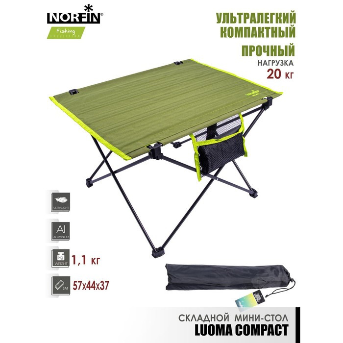 Стол складной Norfin LUOMA COMPACT NF Alu 57x45 - фото 2 - id-p199440790