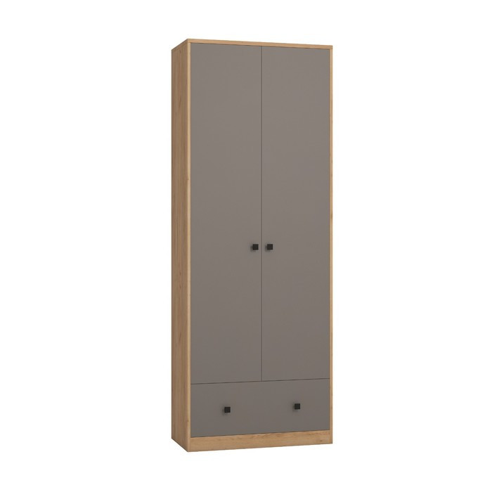 Шкаф для одежды «Денвер», 782 × 374 × 2088 мм, 2 двери, 1 ящик, дуб крафт золотой / графит - фото 1 - id-p199433821