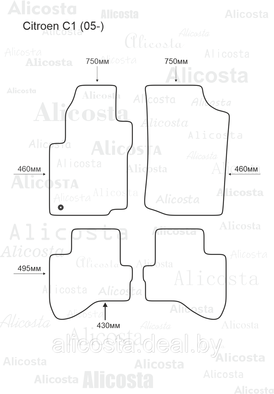 ЭВА автоковрики Citroen C1 (05-) Салон, Шестиугольник, Черный - фото 1 - id-p199181000