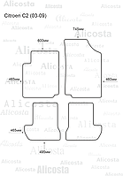 ЭВА автоковрики Citroen C2 (03-09) Салон, Шестиугольник, Черный