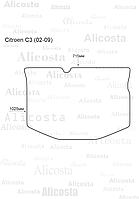 ЭВА автоковрик Citroen C3 (02-09) Багажник, Шестиугольник, Черный