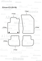 ЭВА автоковрики Citroen C3 (09-16) Салон, Шестиугольник, Черный