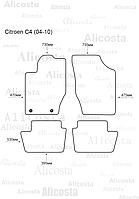Ворсовые автоковрики Citroen C4 (04-10) Салон, Premium, Черный