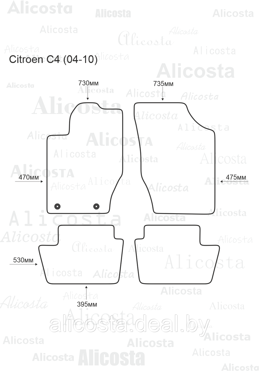 Ворсовые автоковрики Citroen C4 (04-10) Салон, Premium, Черный - фото 1 - id-p199181077