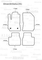 ЭВА автоковрики Citroen C4 Cactus (14-) Салон, Шестиугольник, Серый