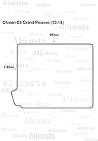 Ворсовый автоковрик Citroen C4 Grand Picasso (13-18) Багажник, Premium, Черный
